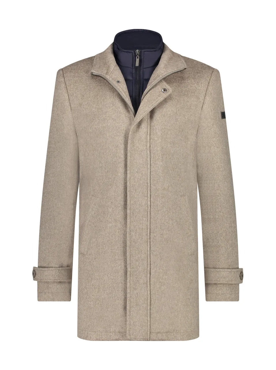 A Fish Named Fred Funnel Neck Coat | Beige