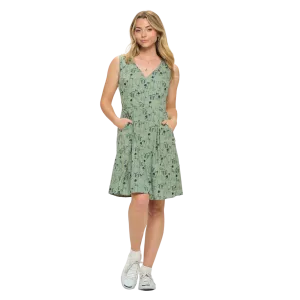 All Over Cat Print Dress - Green