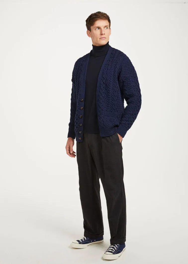 Aran Men's V-Neck Cardigan | Navy