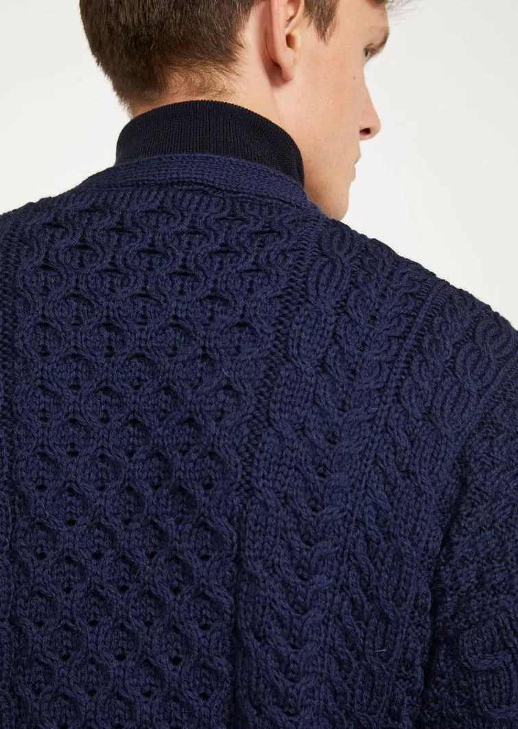 Aran Men's V-Neck Cardigan | Navy