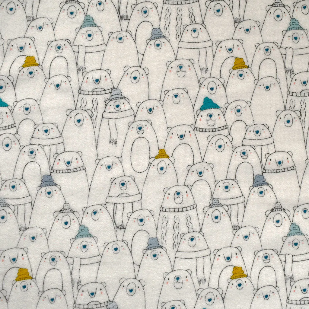 Arctic Tale Bear Collage Cozy Flannel Vanilla/Teal