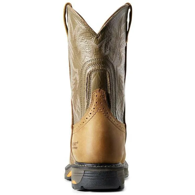 Ariat Men's WorkHog 10" Soft Toe WP Western Work Boot - Aged Bark - 10008633