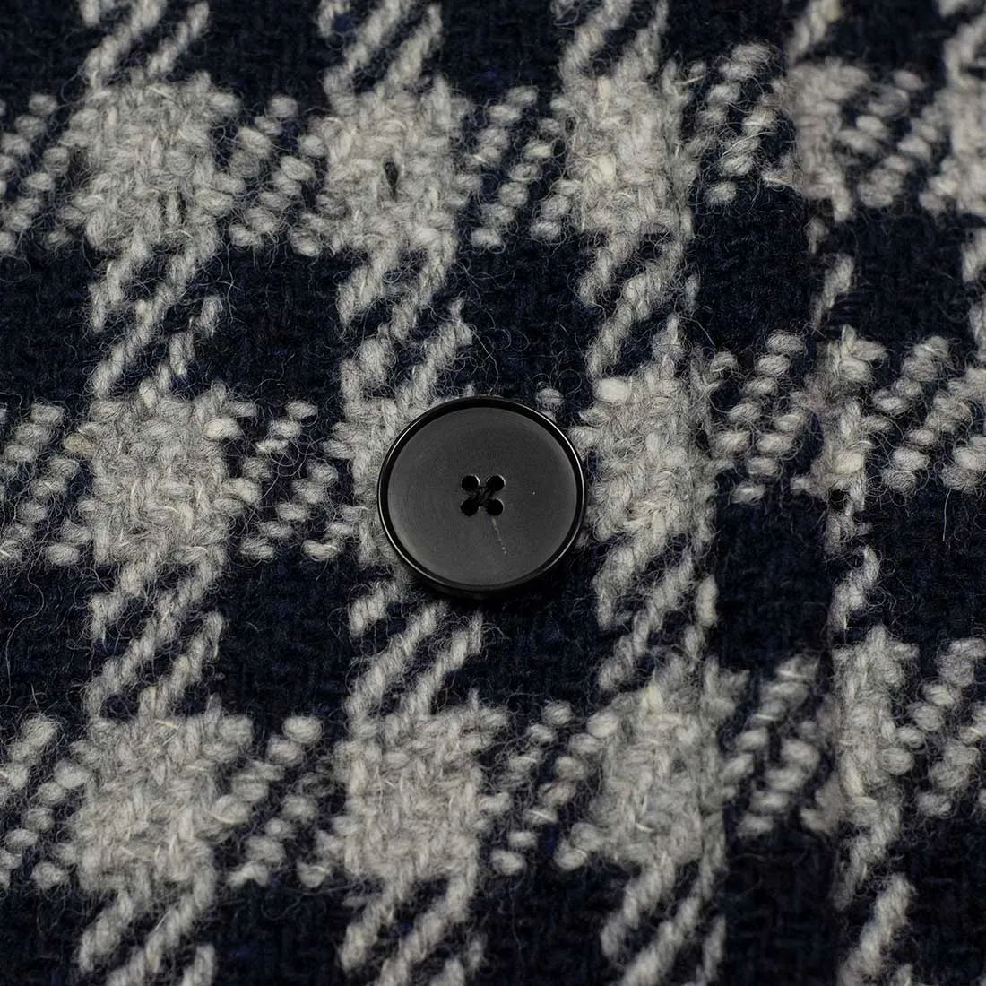 Balmacaan single breasted overcoat, grey & midnight checked wool