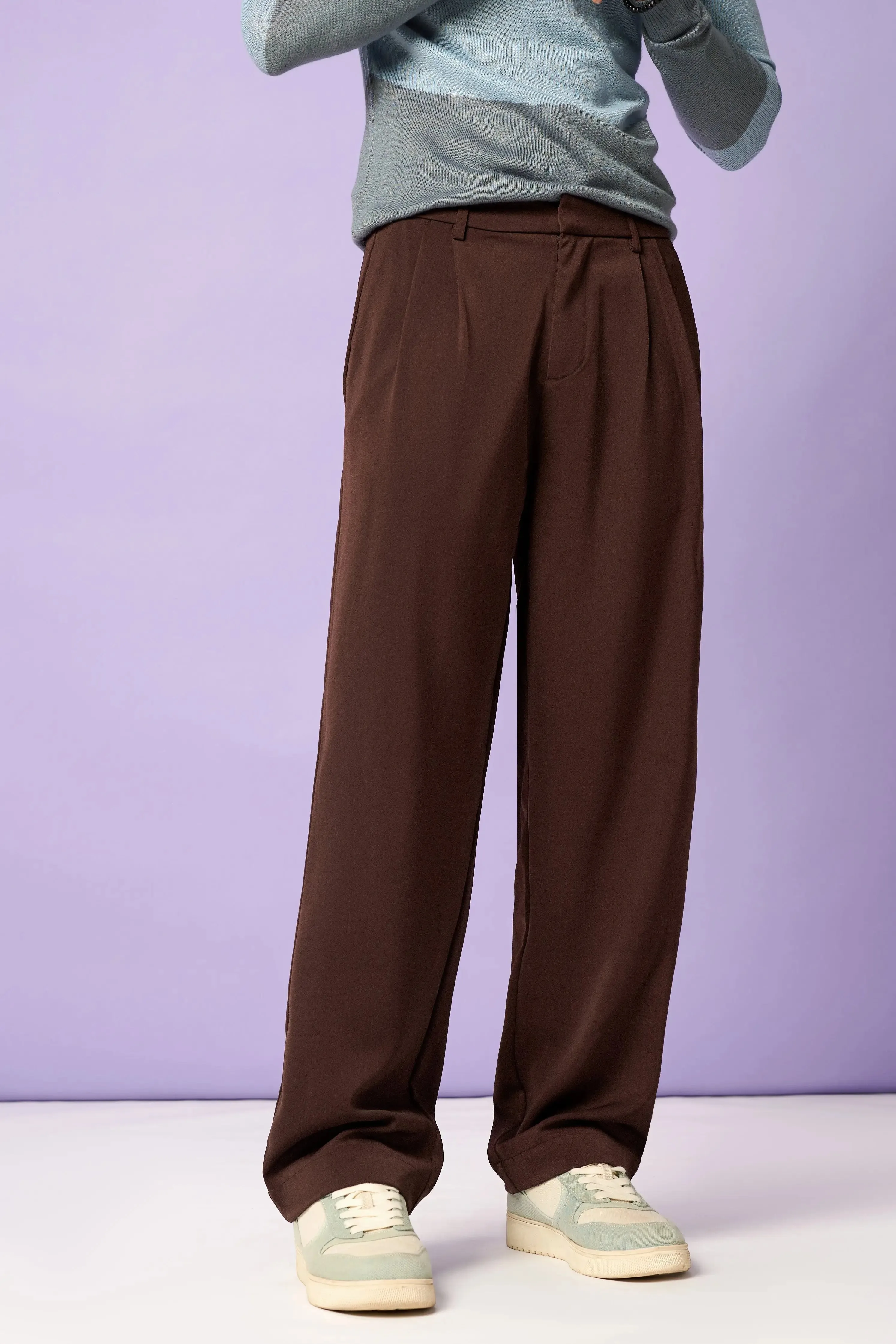 Beast Brown Men's Pleated Korean Pants