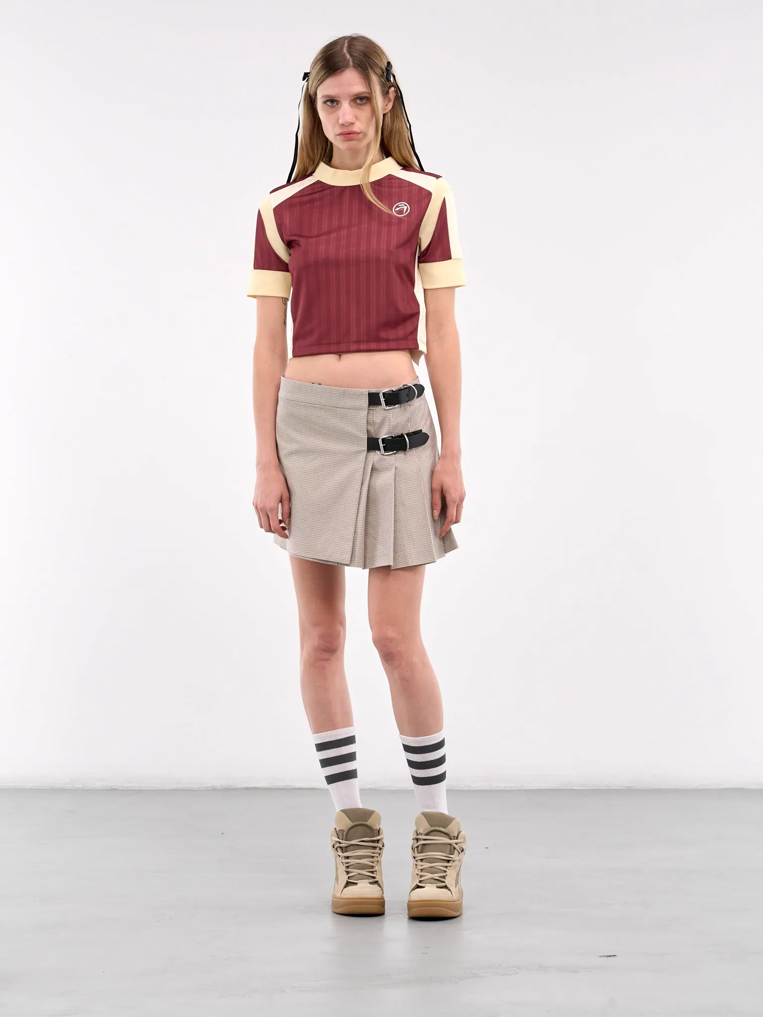 Belted Mini Skirt (BWCU006-AB002-LIGHT-BROWN)