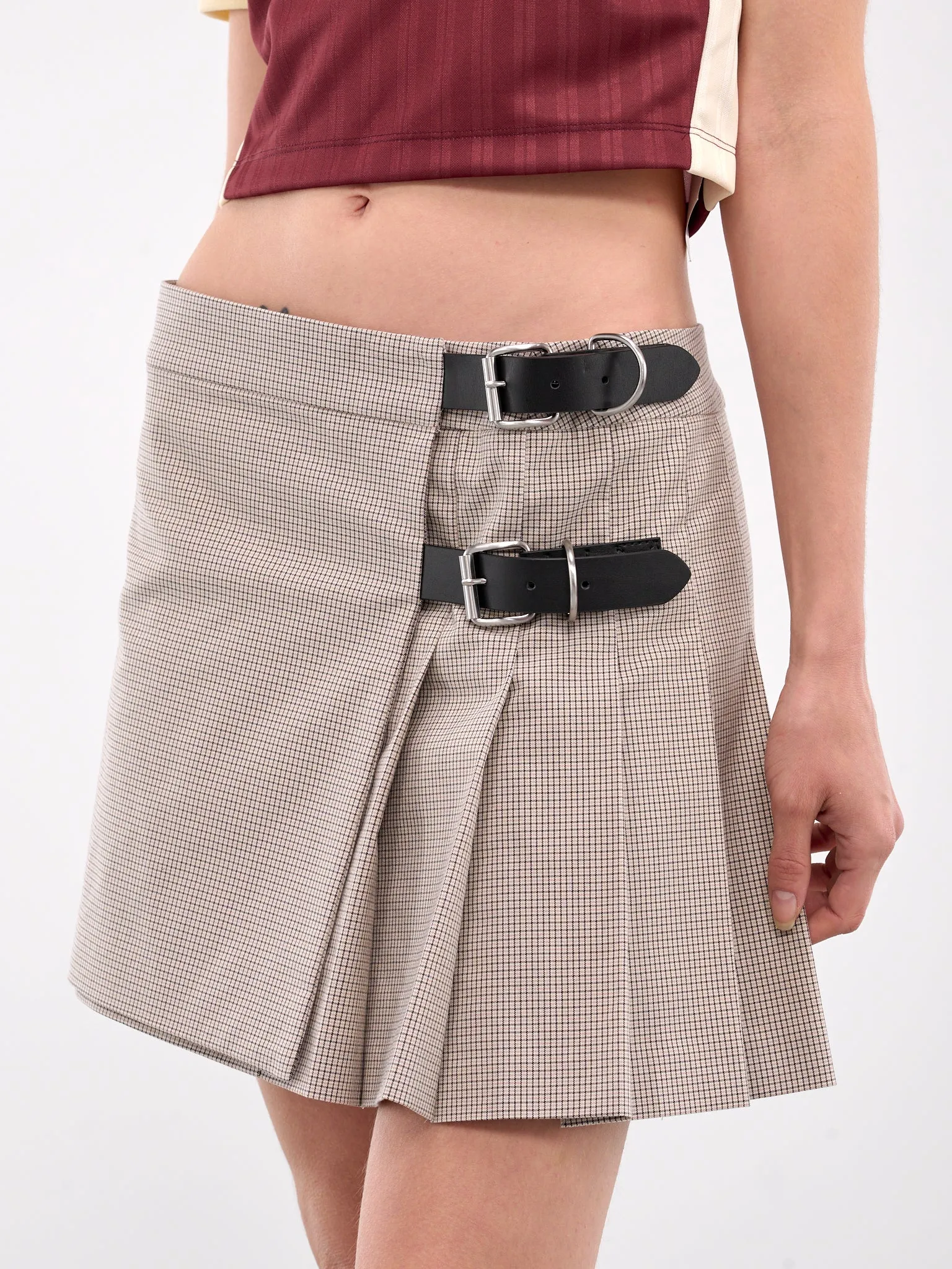 Belted Mini Skirt (BWCU006-AB002-LIGHT-BROWN)