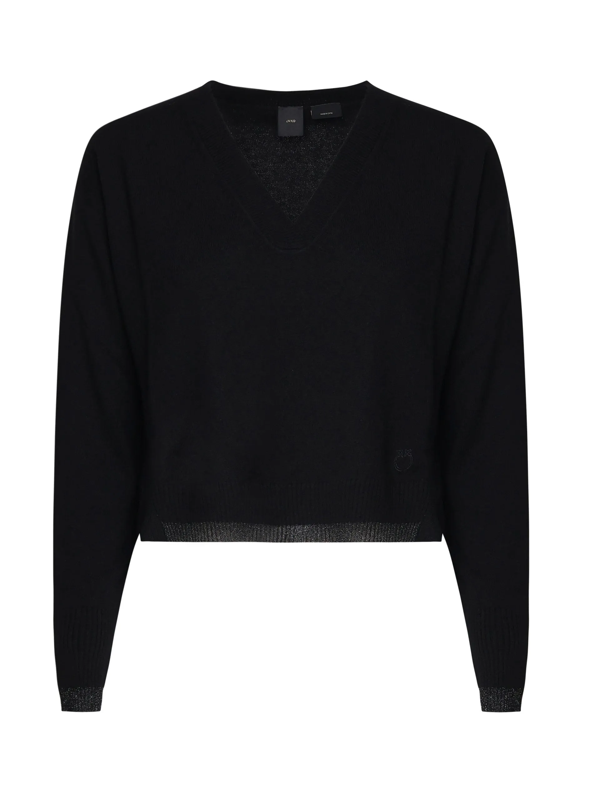 Black Limousine Cotton V-neck Sweater