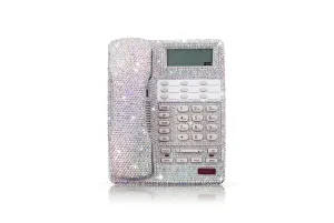 Bling and Sparkly AB White OFFICE / DESK  Phone to ensure a good conversation for every call Bedazzled with Aurora White Crystal Rhinestone