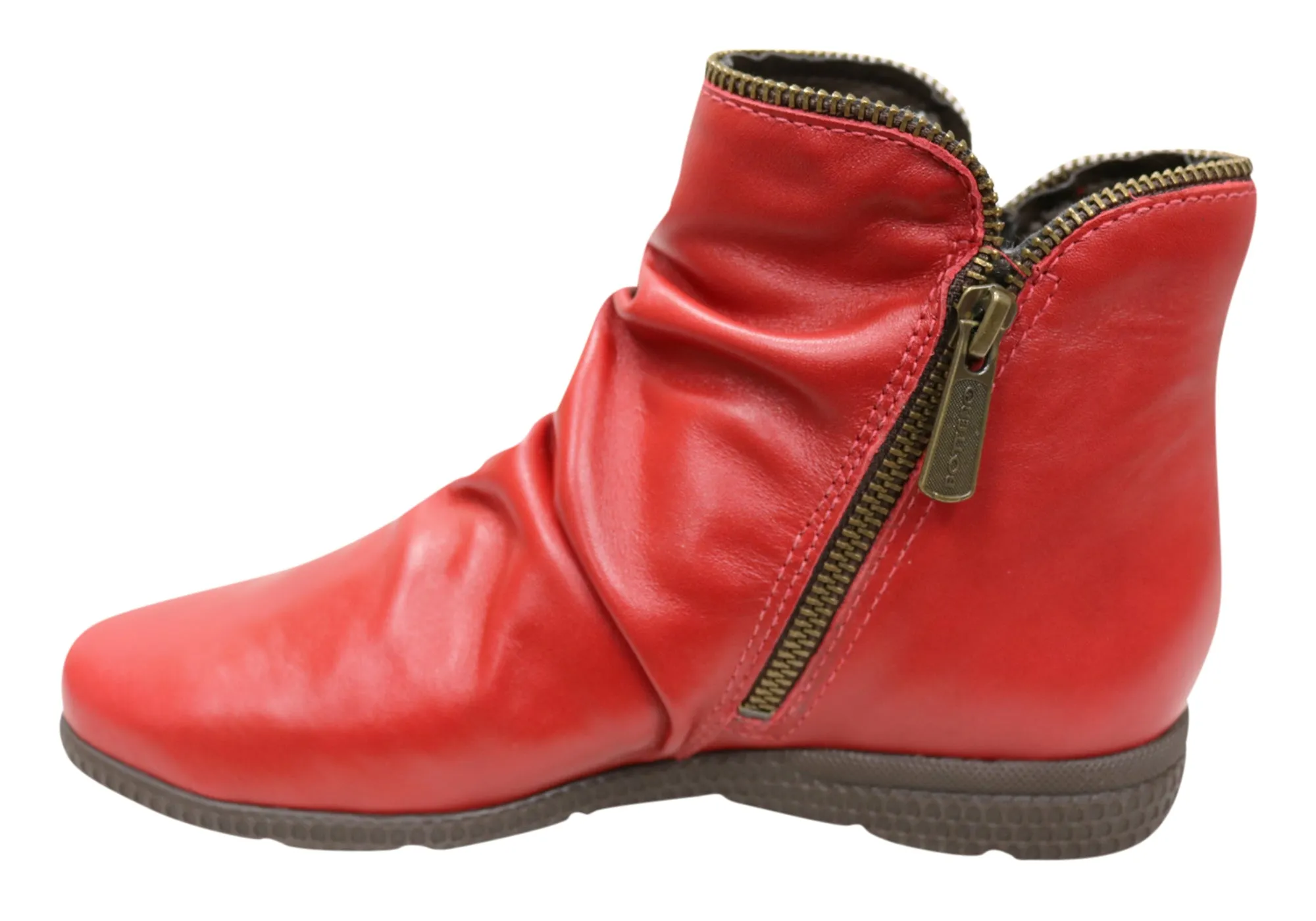 Bottero Mallory Womens Comfortable Leather Ankle Boots Made In Brazil