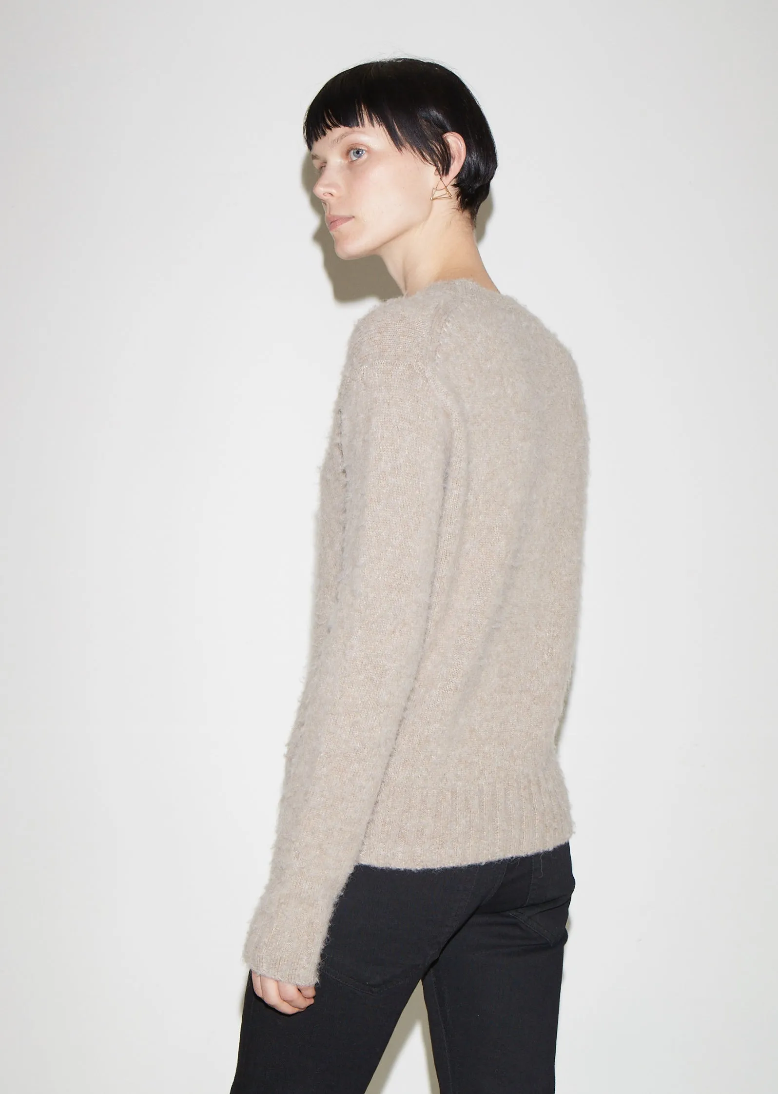 Brushed Wool Alpaca Crewneck Sweater