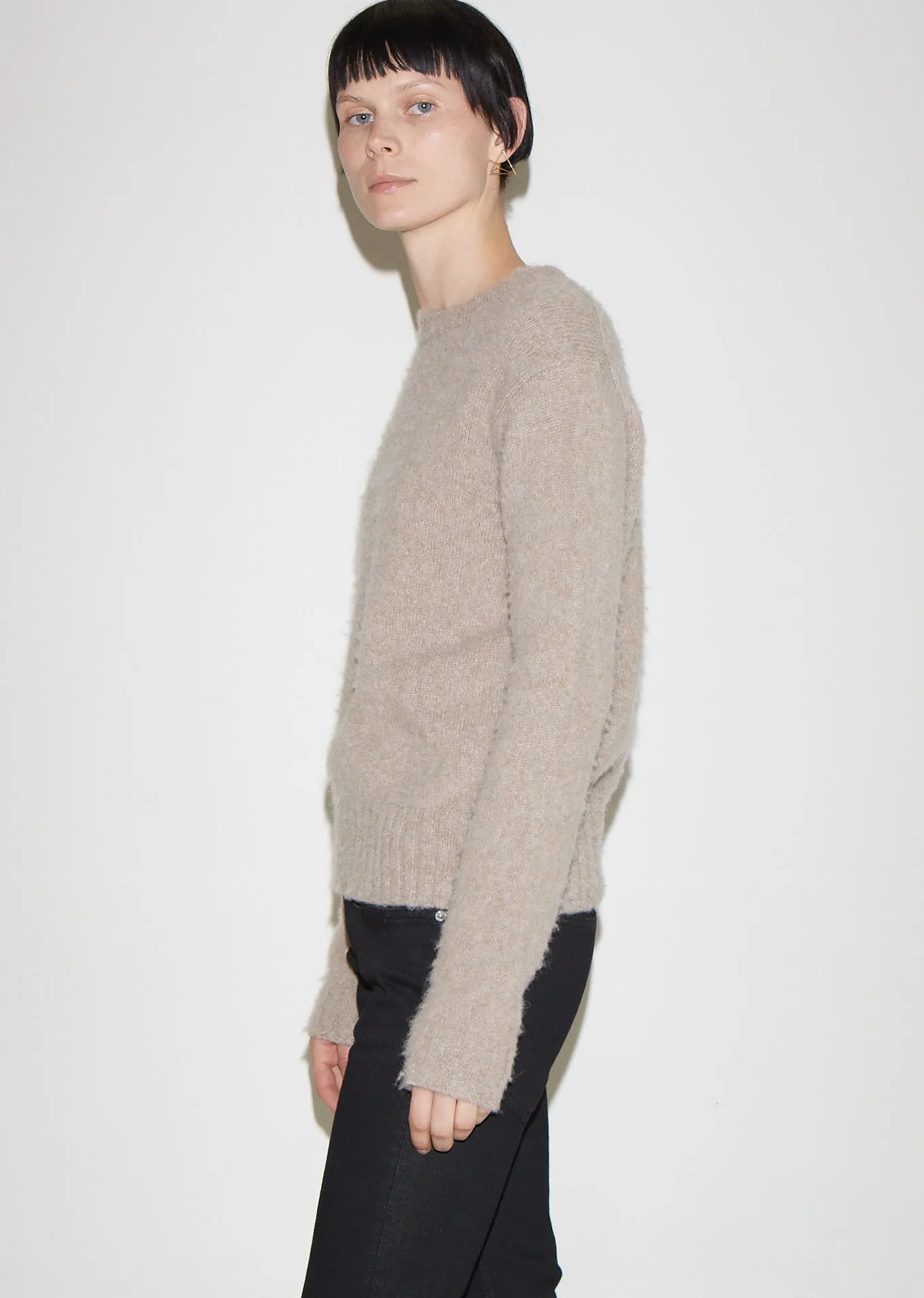 Brushed Wool Alpaca Crewneck Sweater