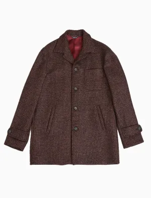 Burgundy & Orange Melange Wool Overcoat