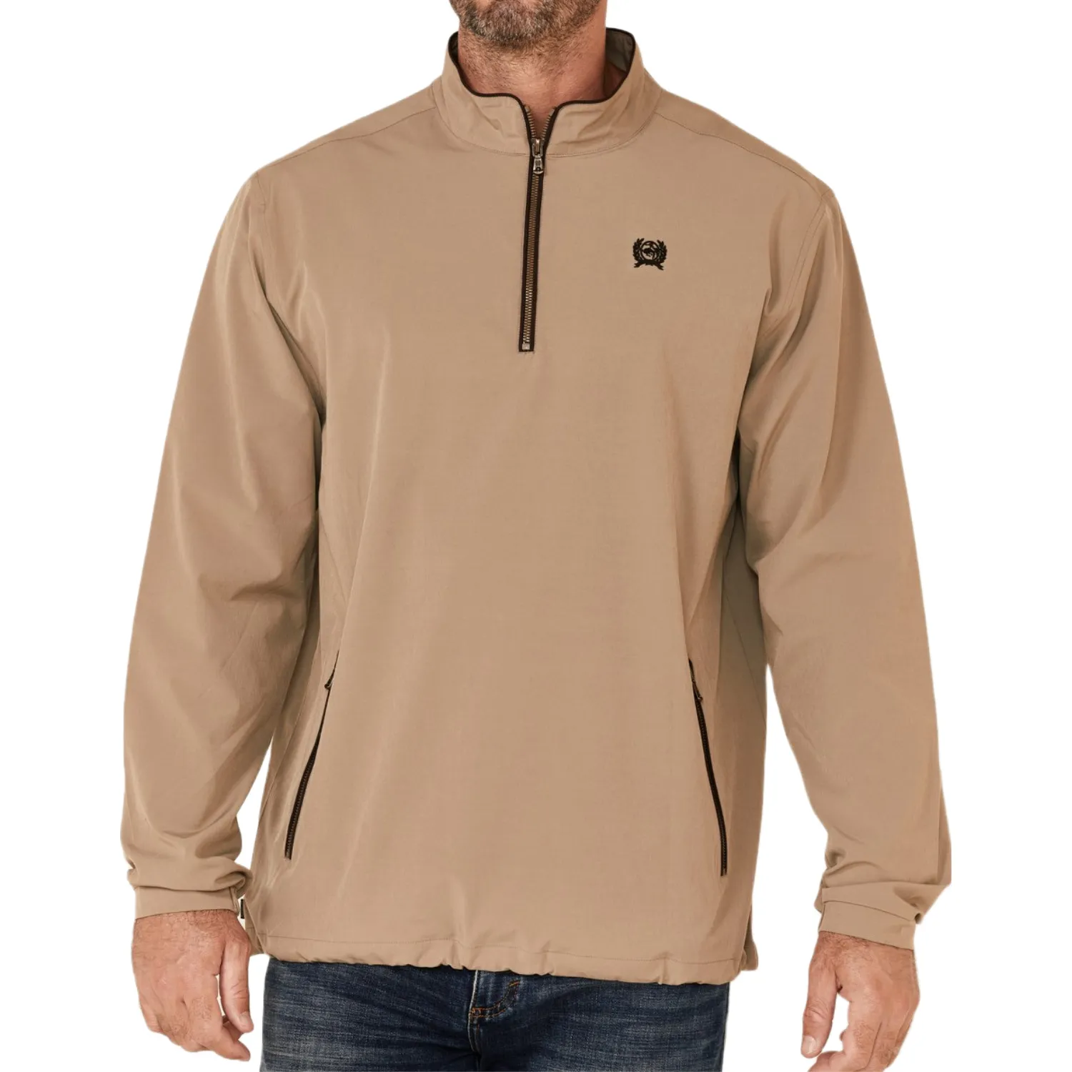 Cinch® Men's Lightweight Stretch 1/2 Zip Tan Pullover MWJ1237002