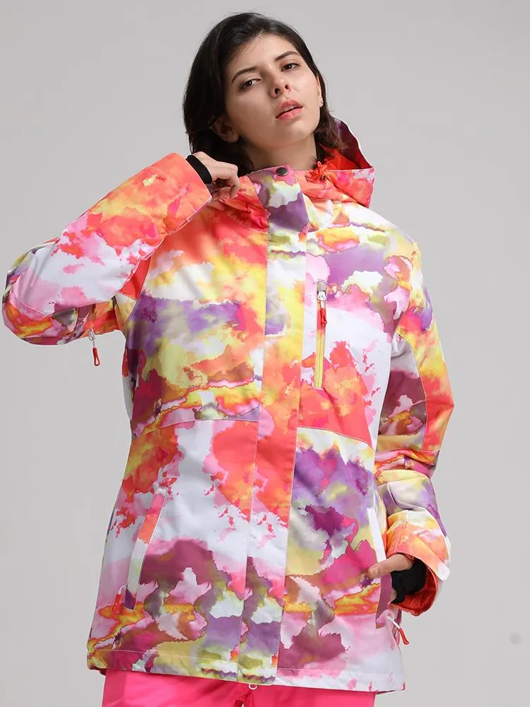 Colorful High Waterproof Windproof Colorful Snowboard Jacket For Women