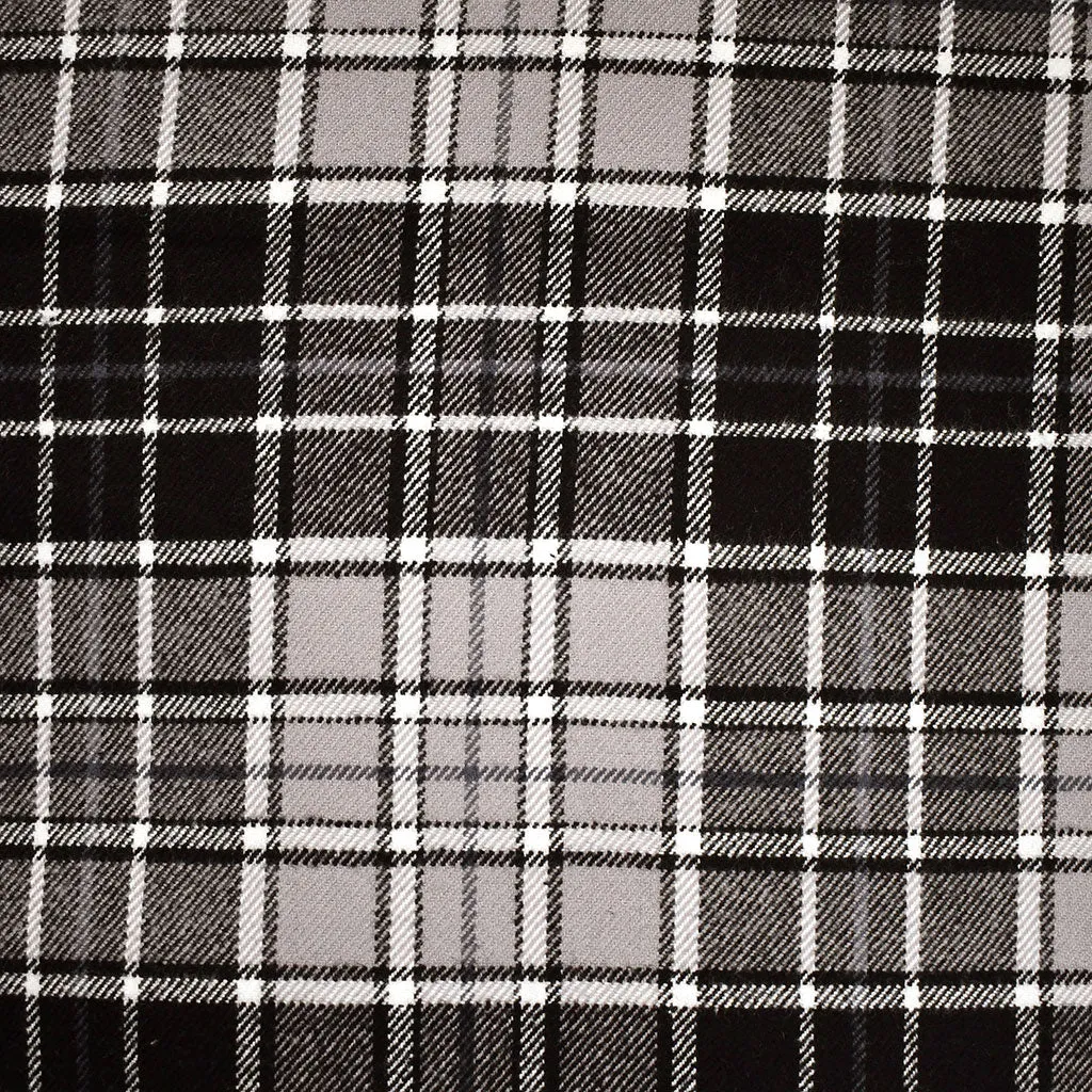 Cozy Cotton Flannel Layered Tonal Tartan Plaid Black/Grey SY