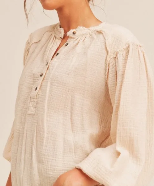 Distressed Button Down Top