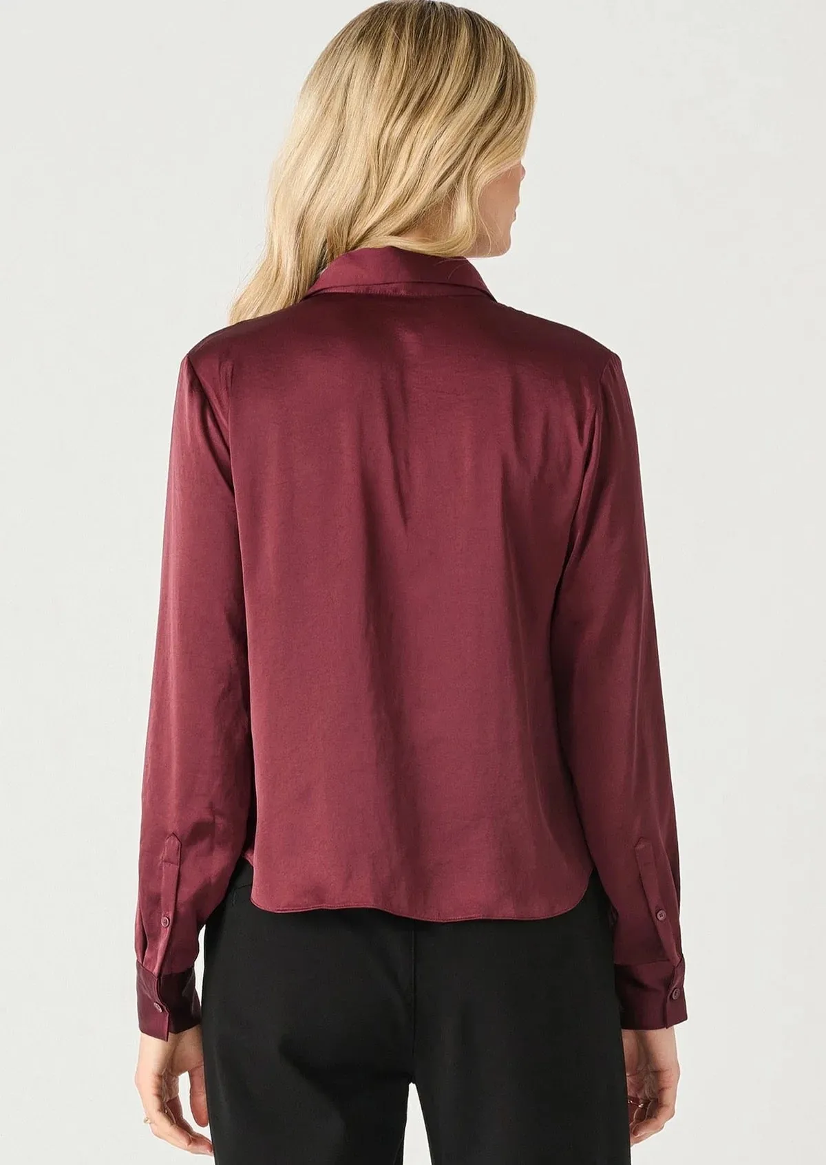 DX Satin Blouse-Burgundy