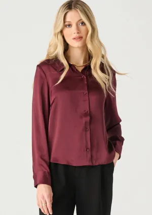 DX Satin Blouse-Burgundy