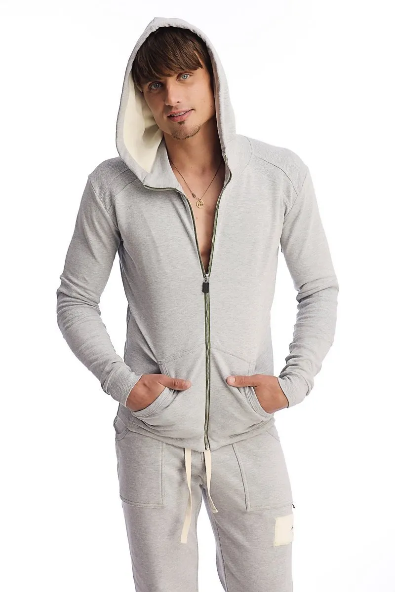 Edge Form-fit Crossover Yoga Track Performance Hoodie (Heather Grey)