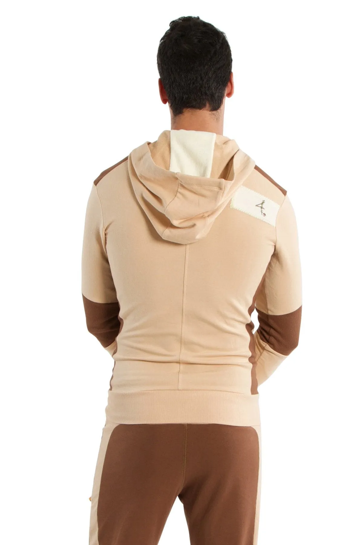 Edge Form-fit Crossover Yoga Track Performance Hoodie (Sand w/Chocolate)