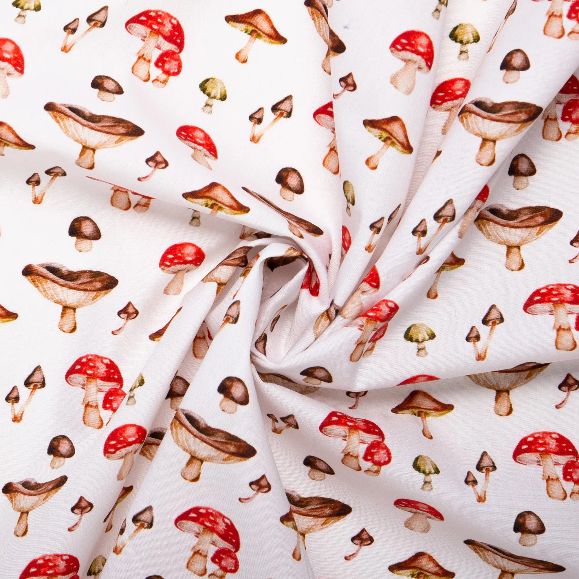 EUROPEAN Digital printed poplin - Mushroom - Red