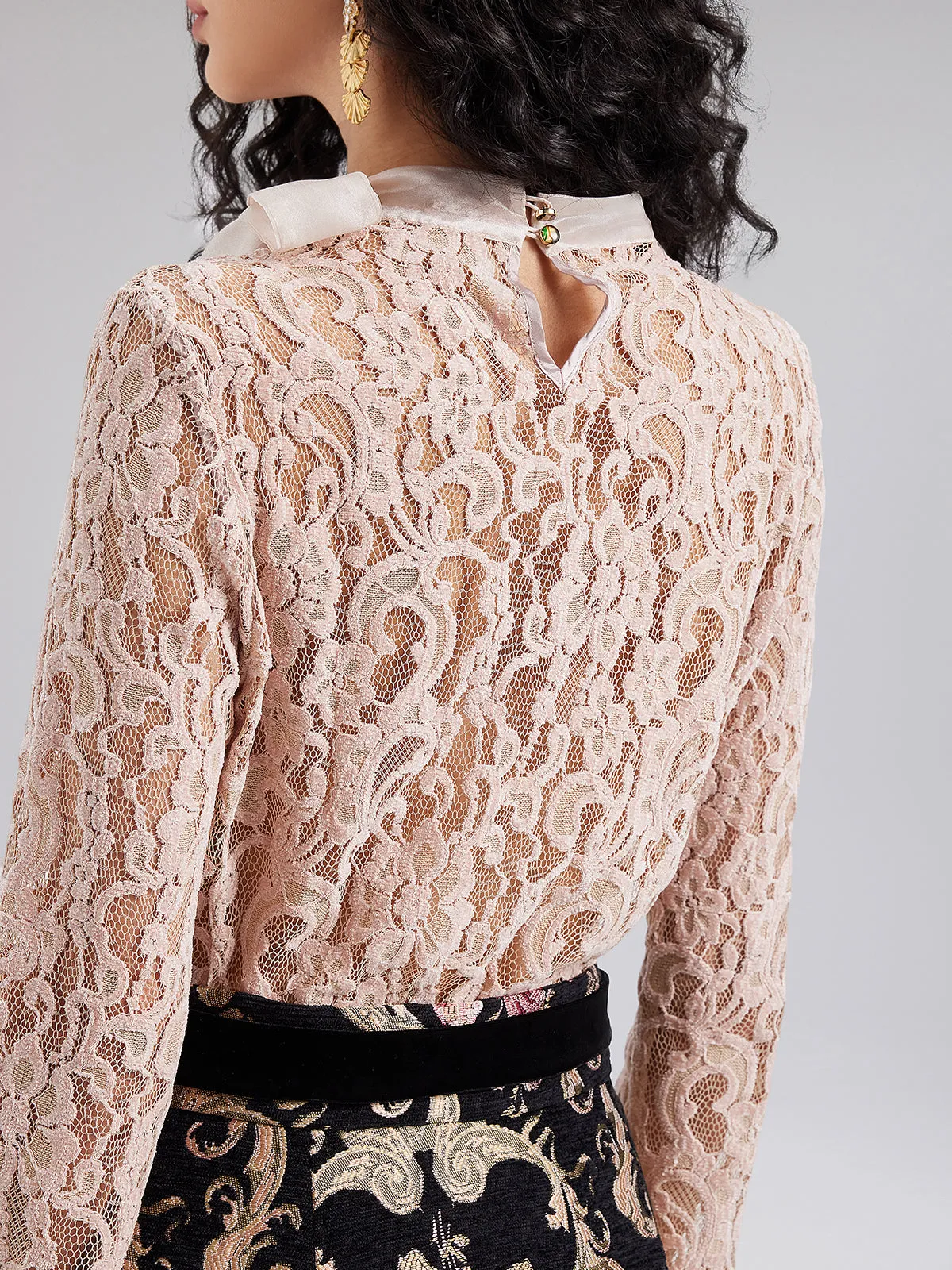 French Lace Bow-Detail Top