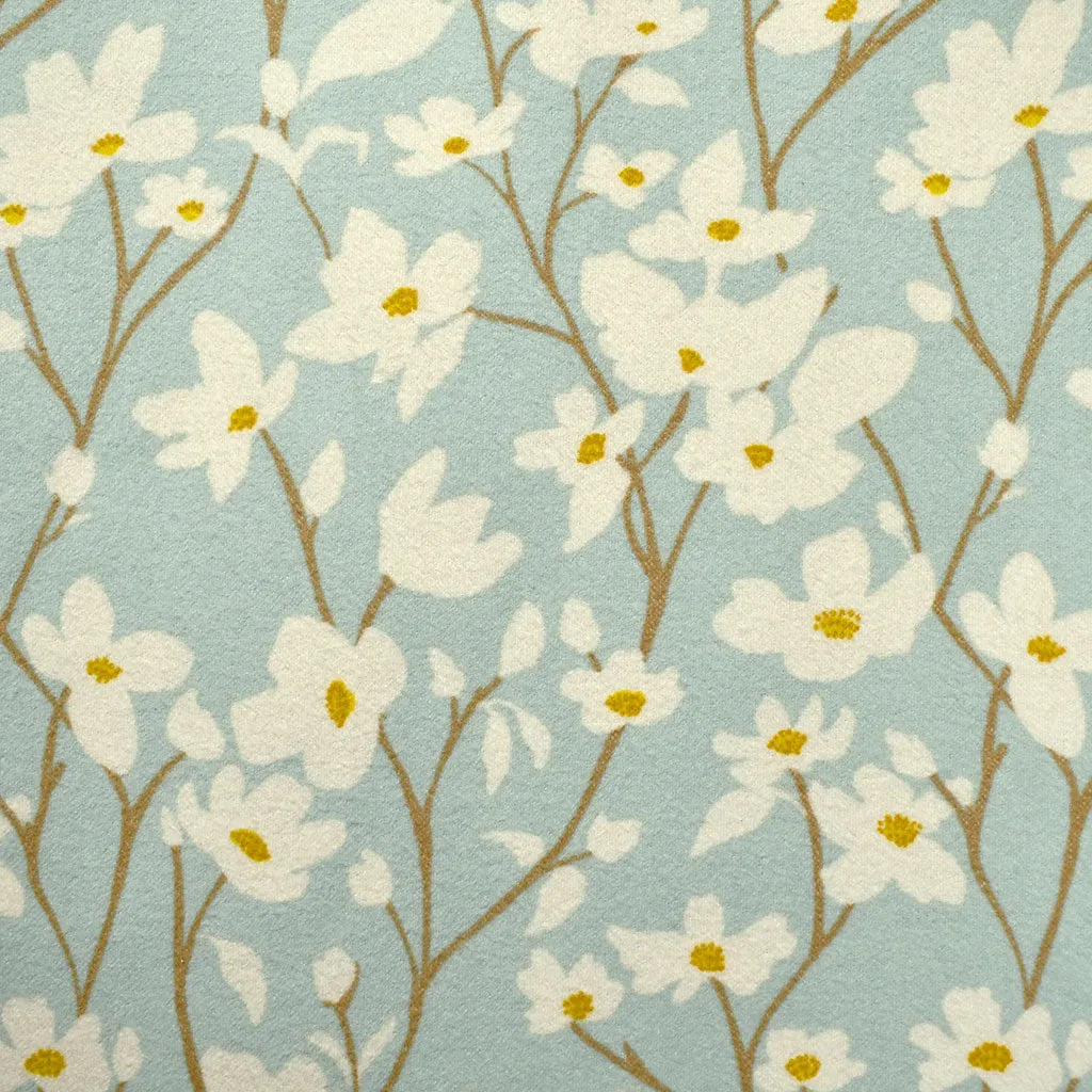 Fresh Linen Dogwood Skylight Floral Cozy Flannel Aqua