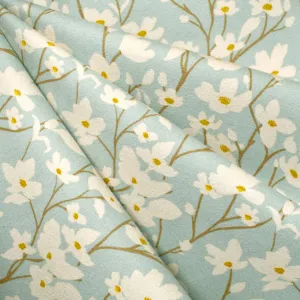 Fresh Linen Dogwood Skylight Floral Cozy Flannel Aqua