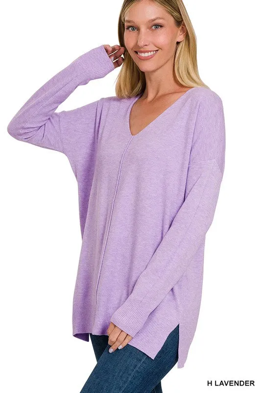 GARMENT DYED FRONT SEAM SWEATER • MORE COLORS