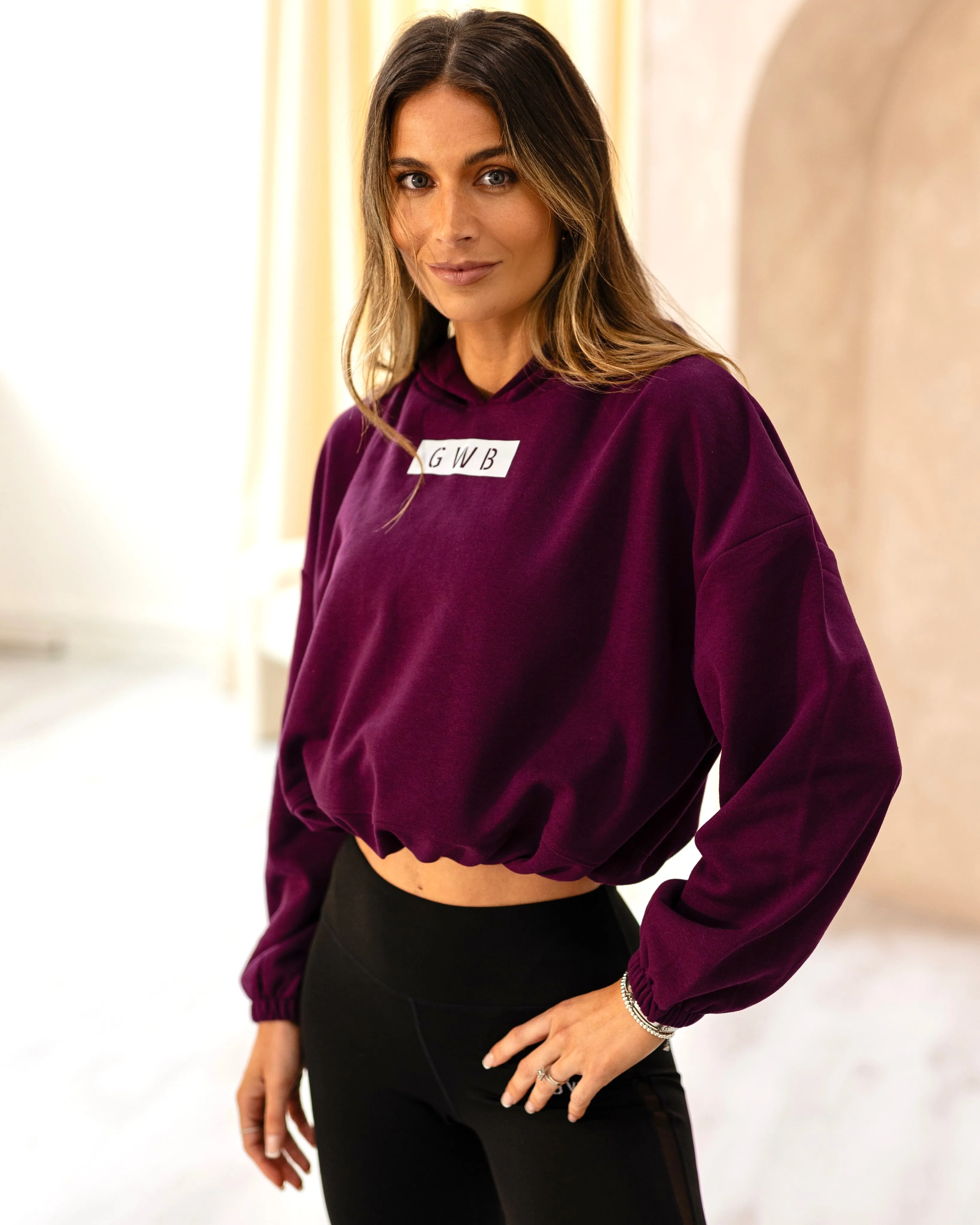 GWB Cropped Hoodie in Purple