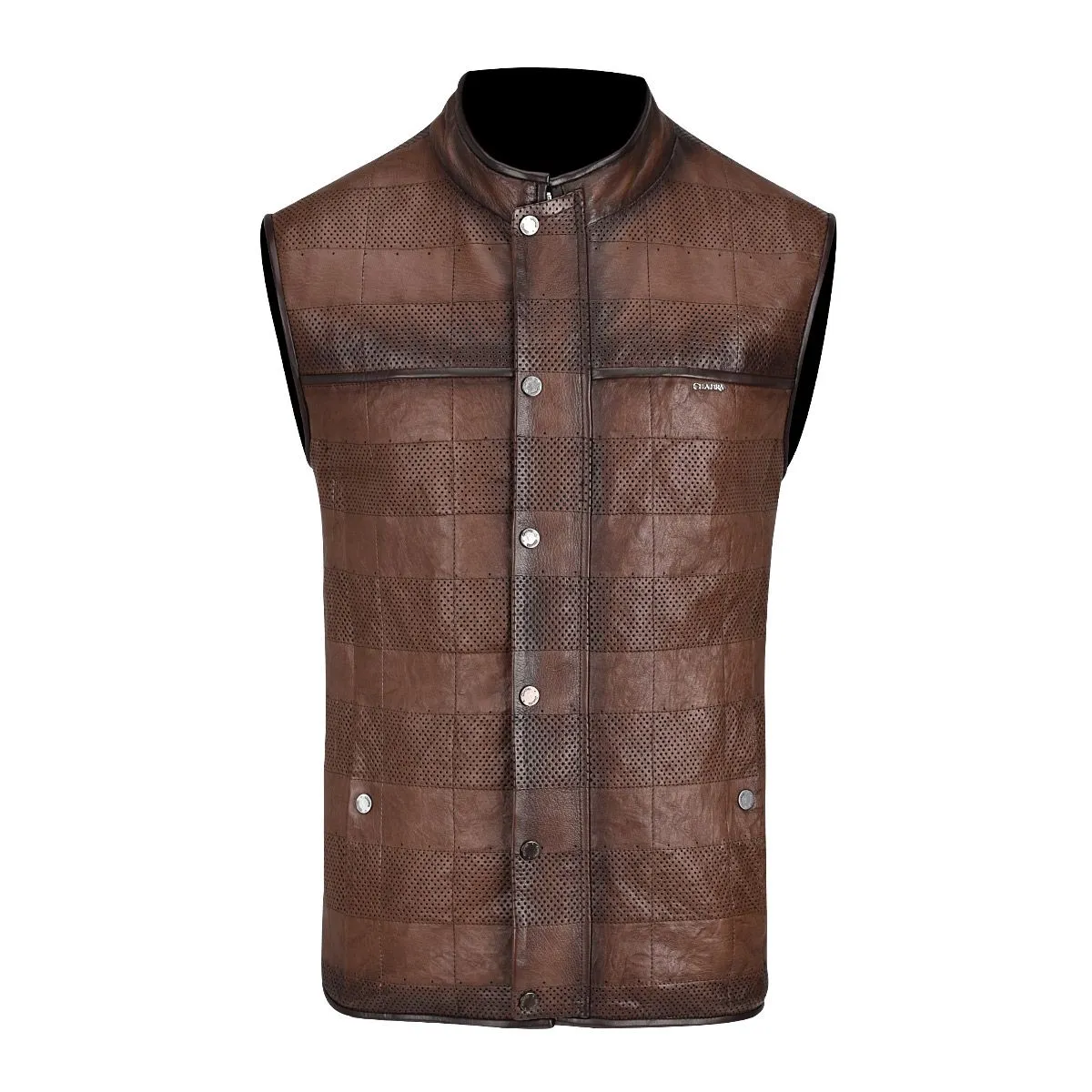 H303COC - Cuadra brown casual fashion reversible lambskin leather vest for men