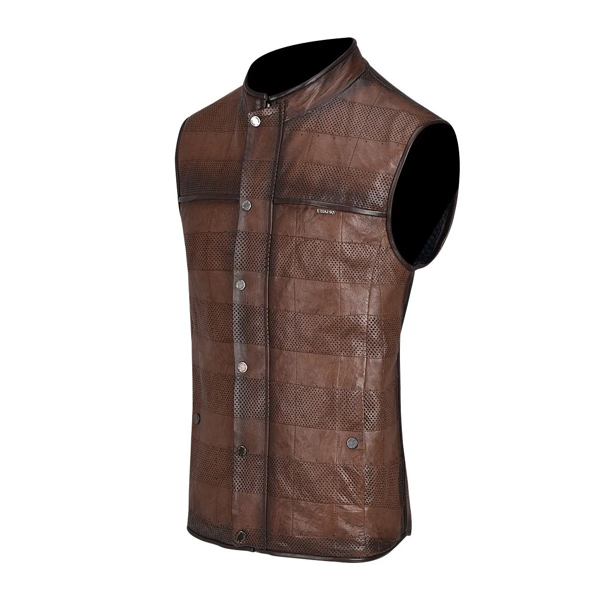 H303COC - Cuadra brown casual fashion reversible lambskin leather vest for men