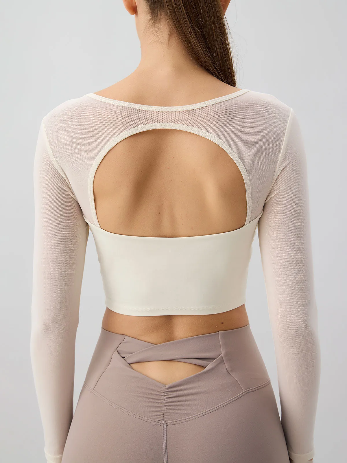 Ivory Backless Long Sleeve Top - Light Support