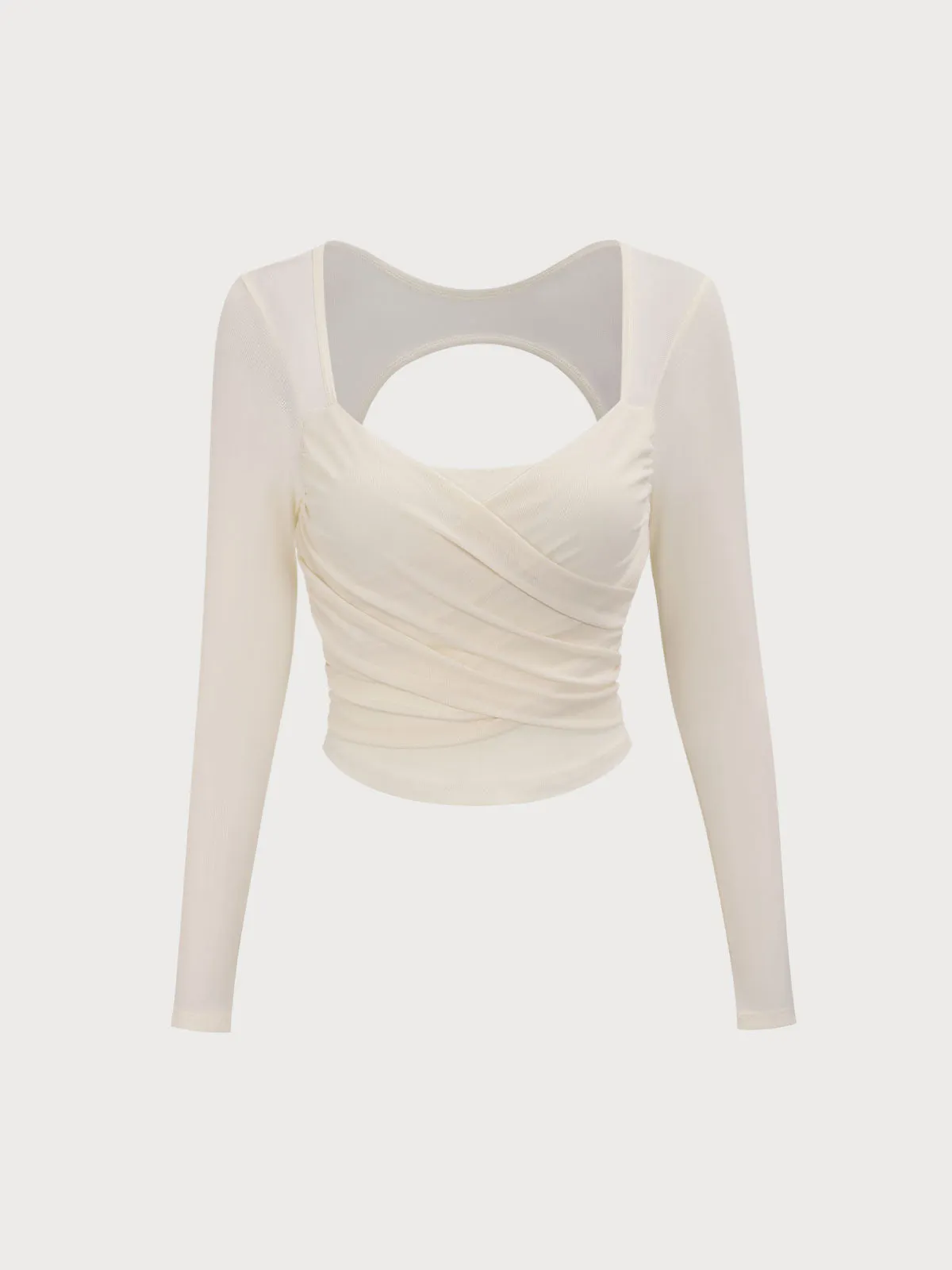 Ivory Backless Long Sleeve Top - Light Support