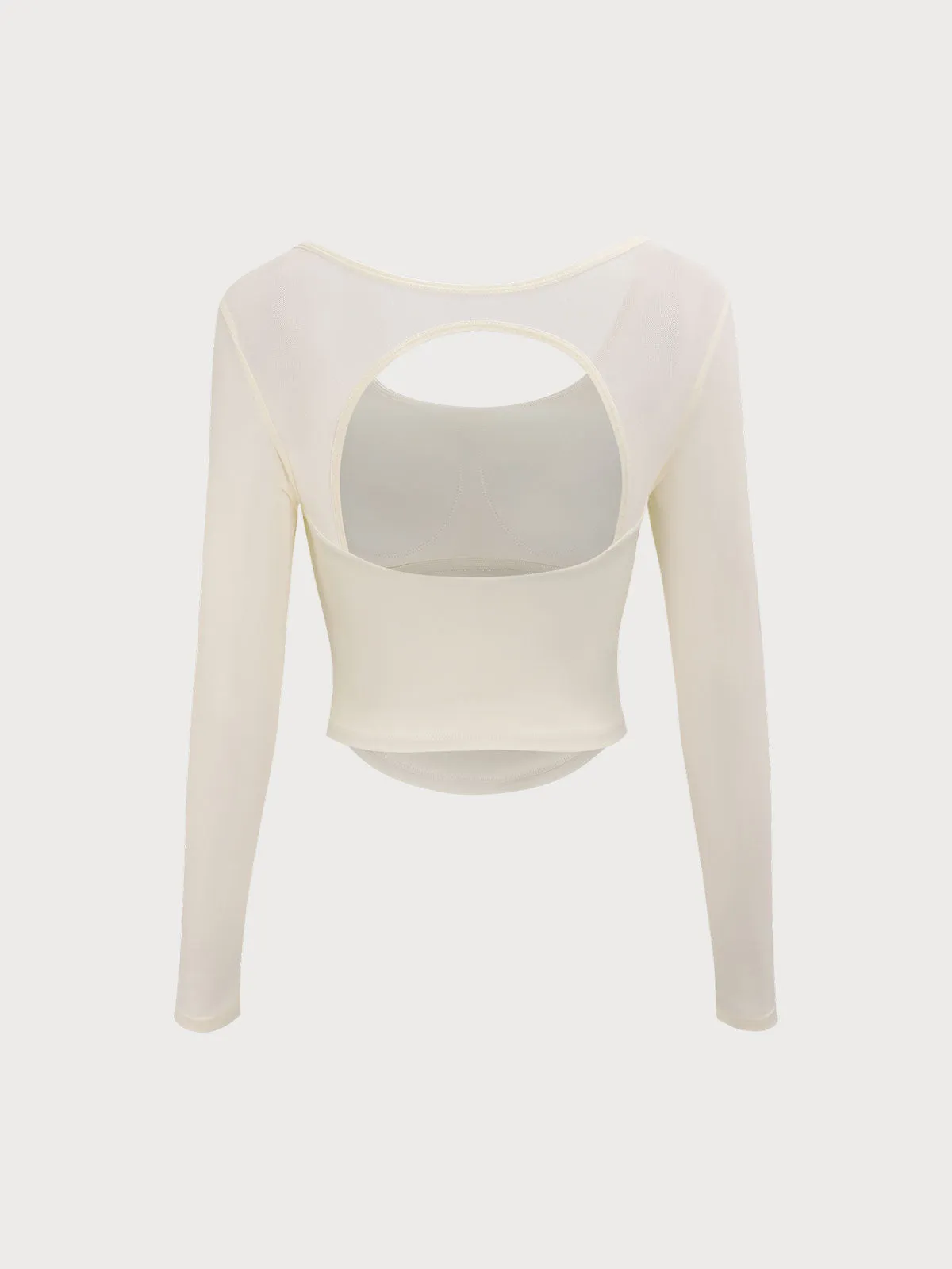 Ivory Backless Long Sleeve Top - Light Support