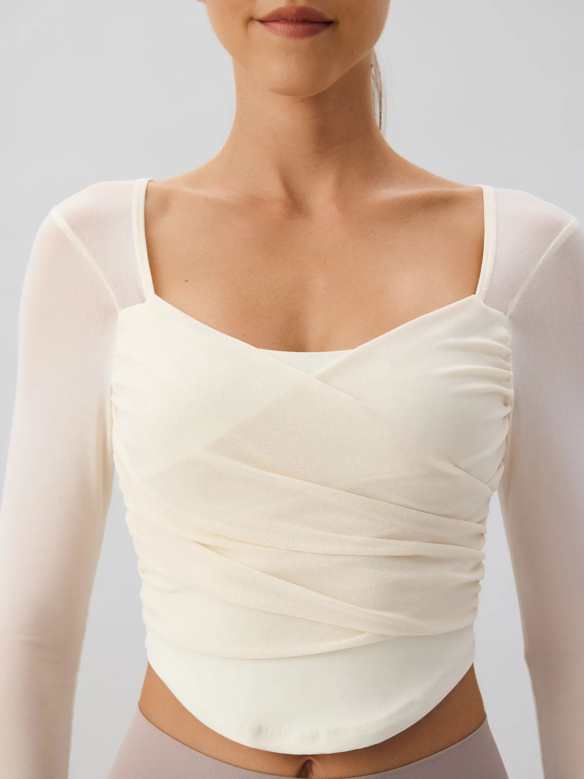 Ivory Backless Long Sleeve Top - Light Support