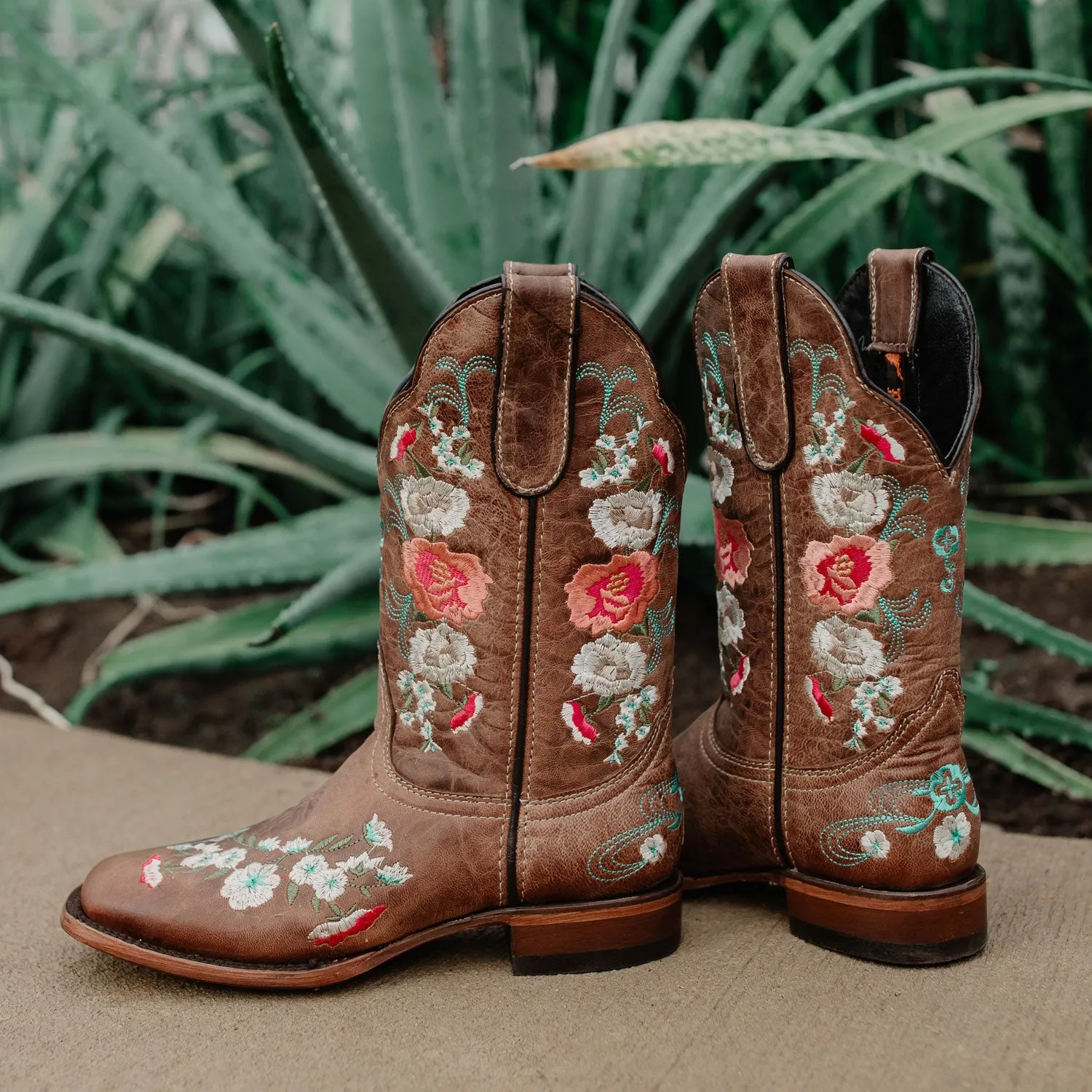 Jasmine Women's Square Toe Floral Cowgirl Boots (M50043)