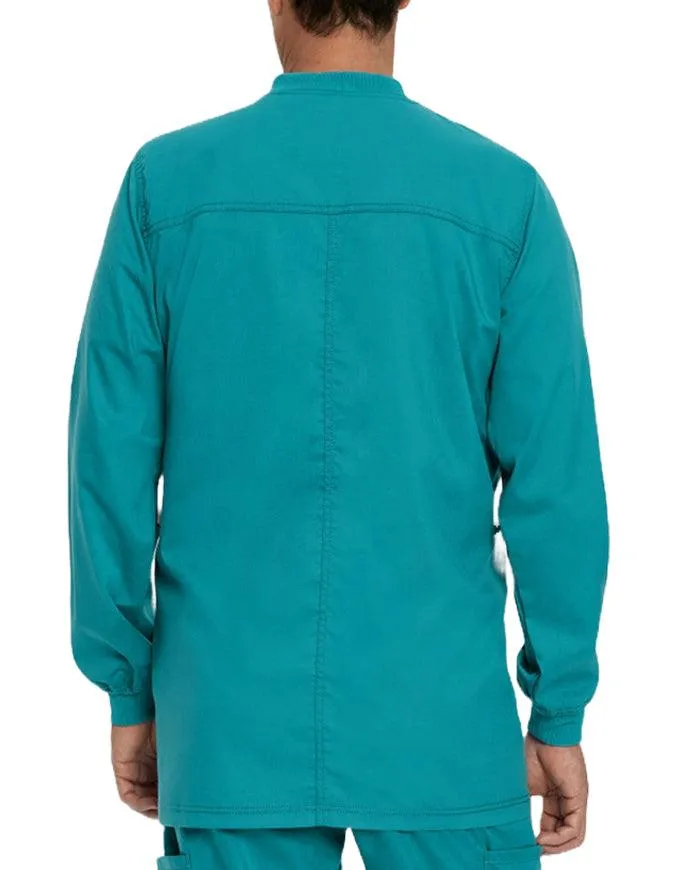 Landau Proflex Men's Knit Collar Snap Front Solid Scrub Jacket