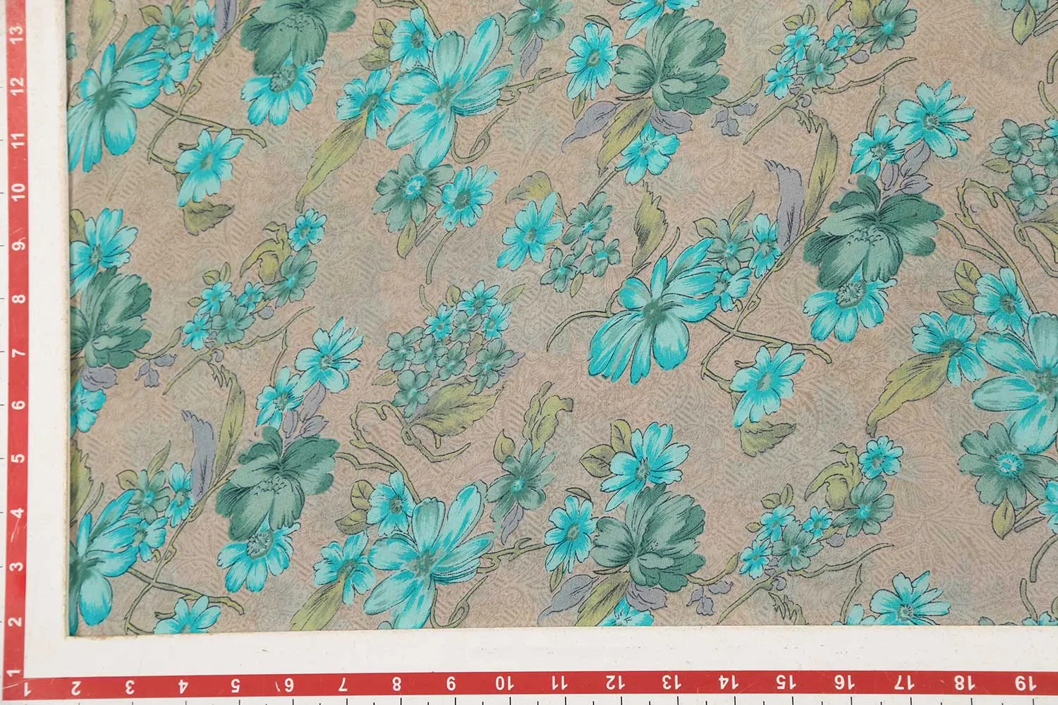 Light Grey & Blue 60 Gram Printed Silk Crepe Fabric