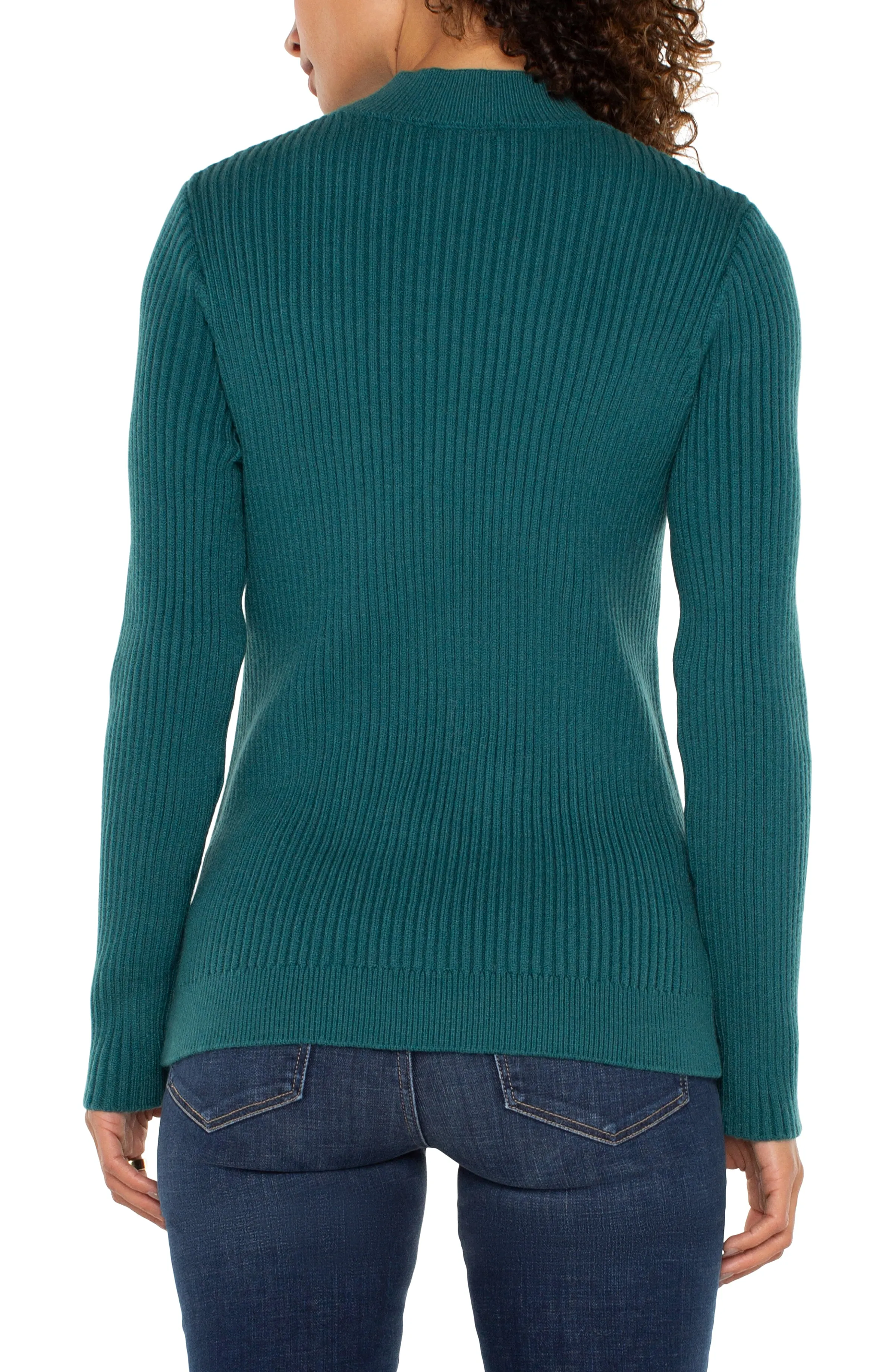 Liverpool Long Sleeve Mock Neck Cable Sweater (Malachite)