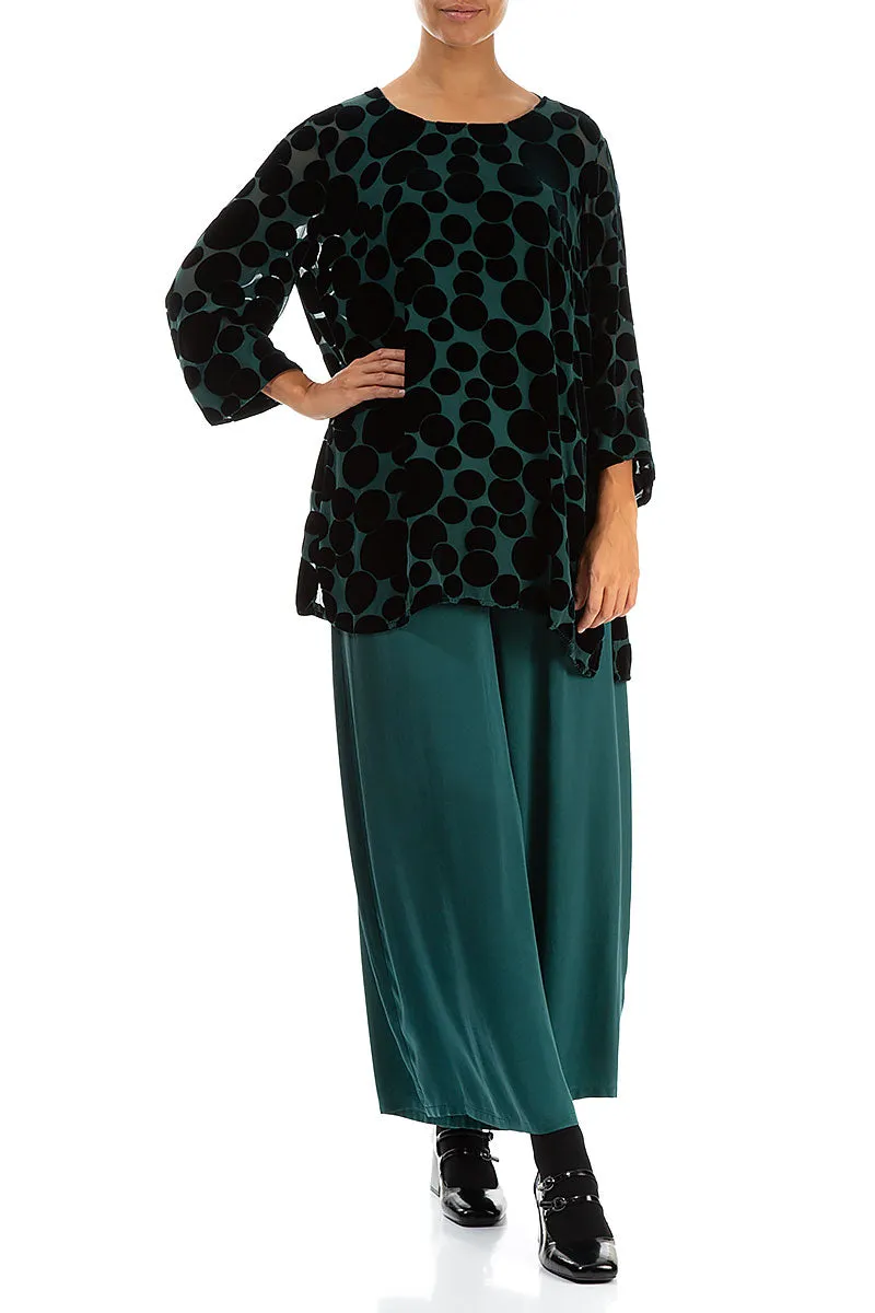 Loose Devoré Bubbles Emerald Silk Velvet Tunic