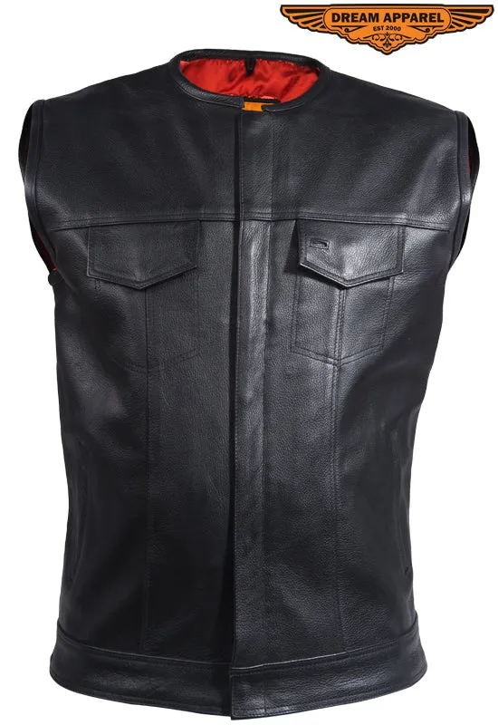 Mens Leather Vest With No Collar