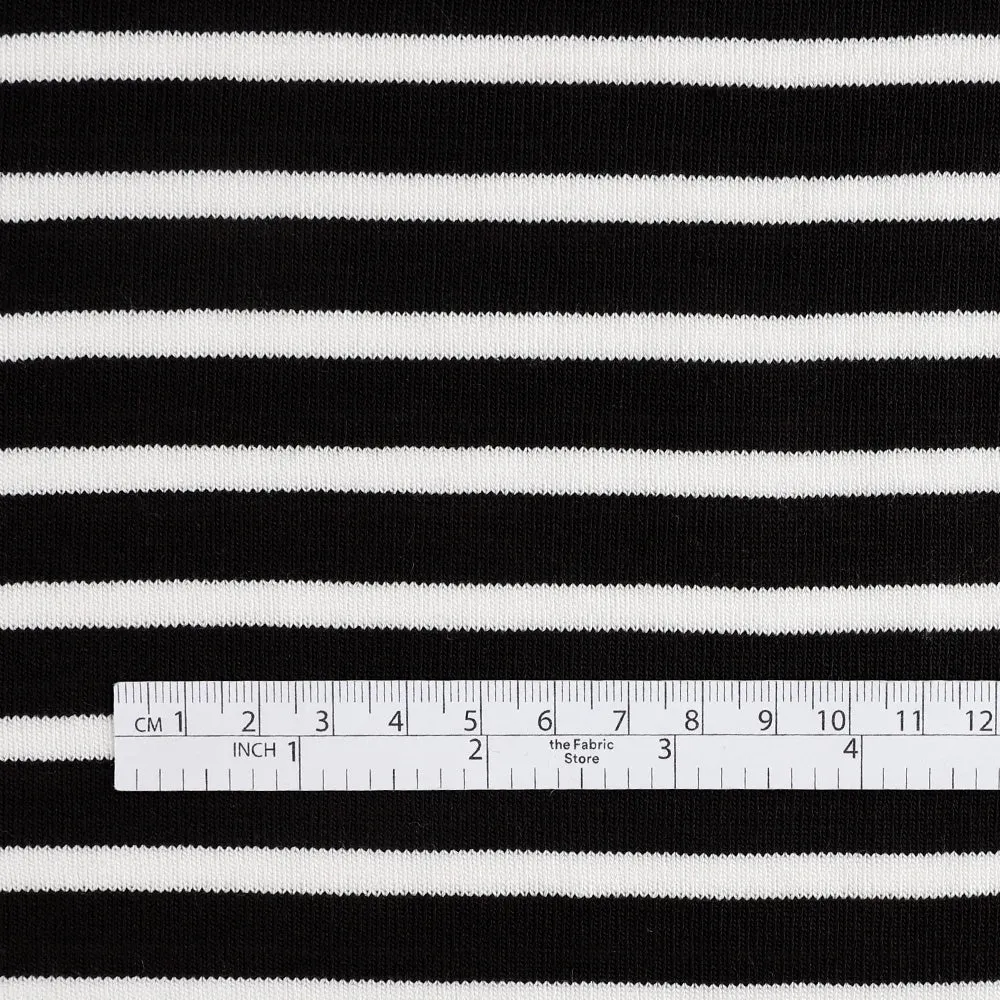 Midweight Stretch Tencel Stripe Jersey - Black / White