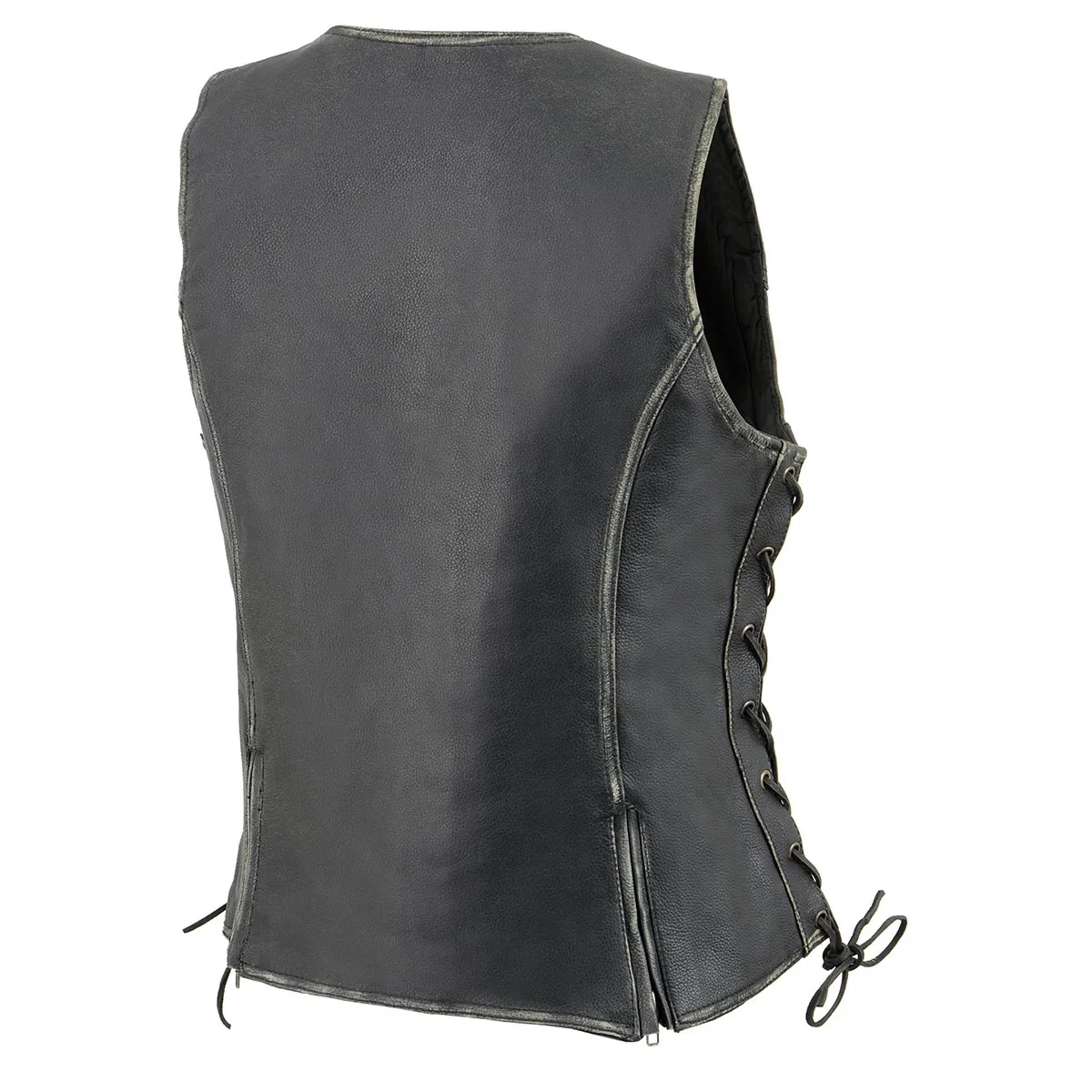 Milwaukee Leather MLL4517 Women's Black Leather Vest with Front Zipper Closure