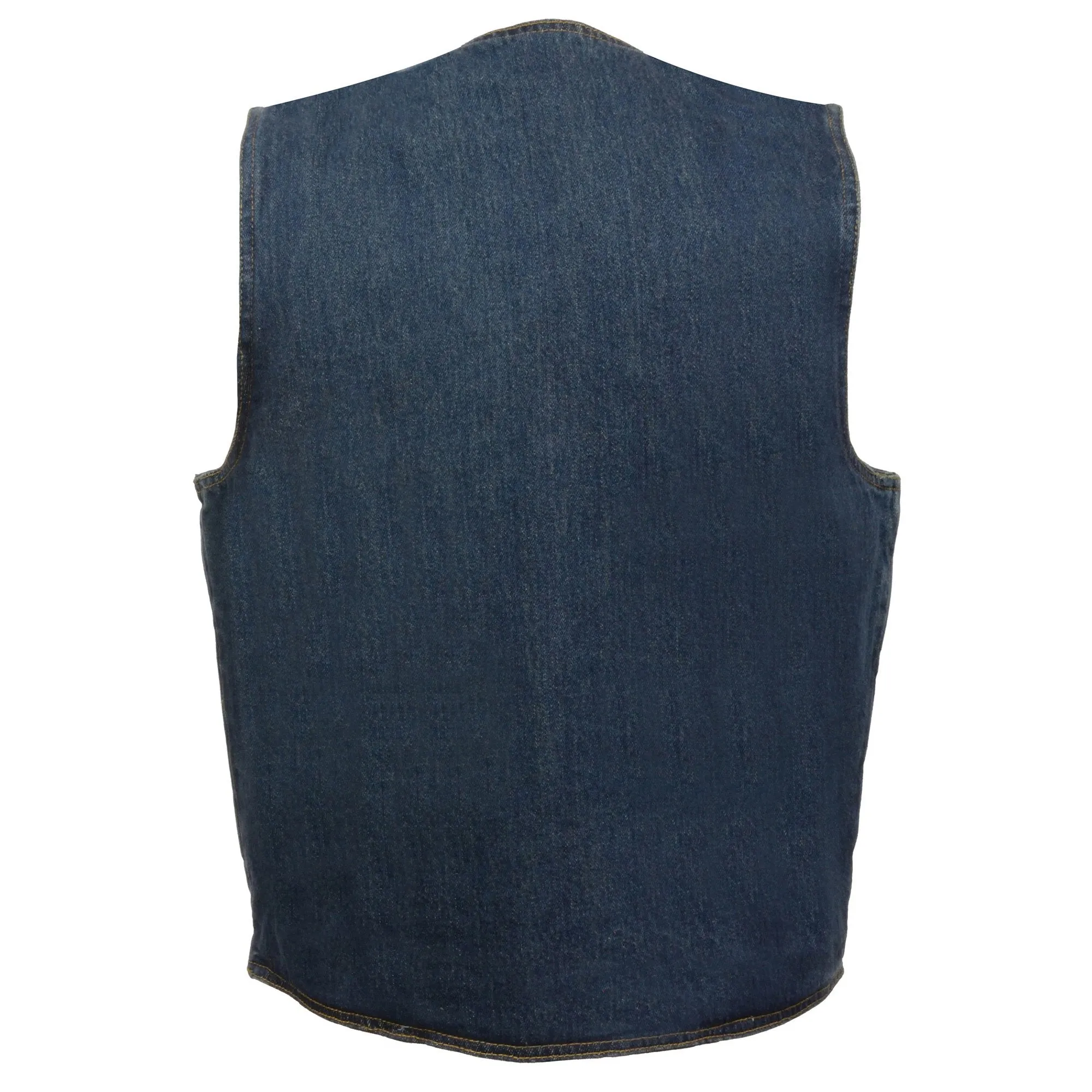 Milwaukee Performance Denim DM1310 Blue Men's Classic Snap Front Denim Biker Vest