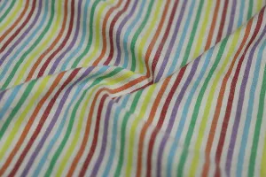 Multicolor Stripes Cotton Seersucker Fabric