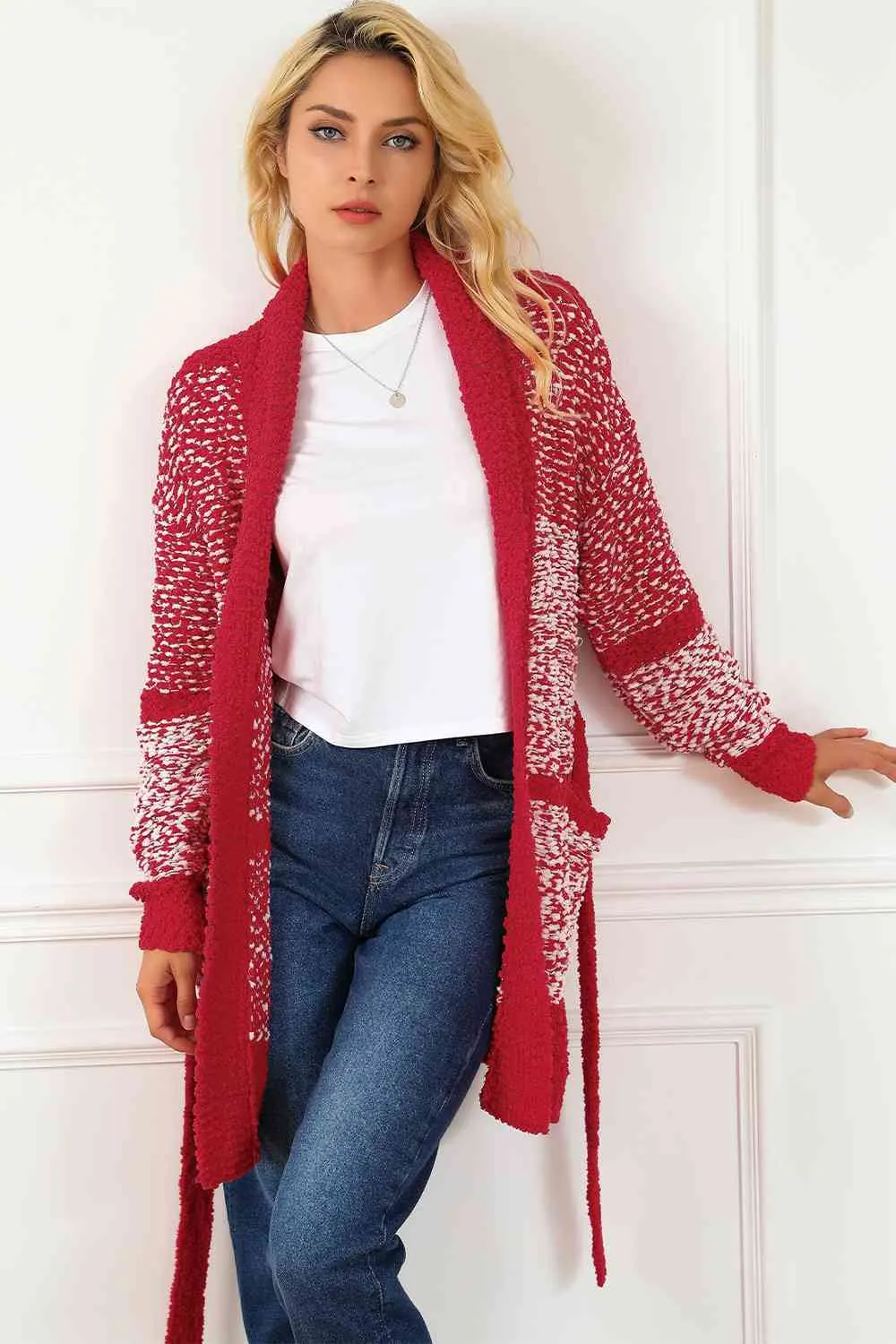 Open Front Longline Cardigan with Pockets