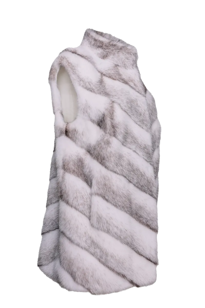 Plus Size V-Cut Hem Mink Fur Vest