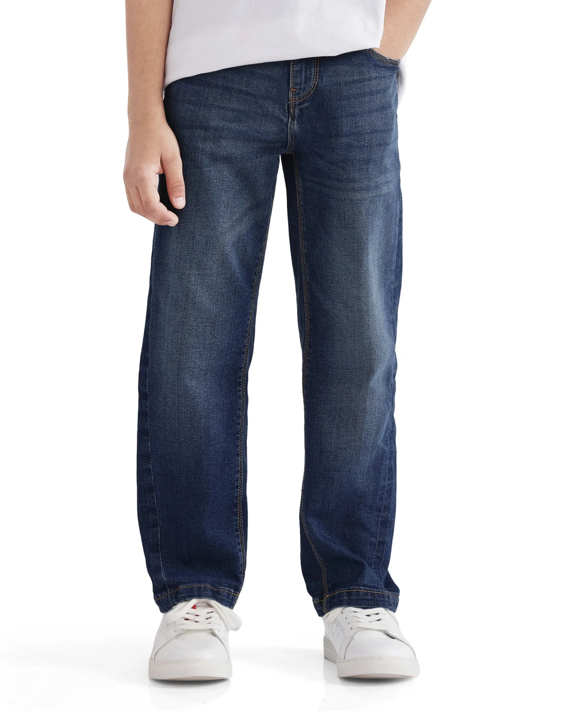 Rare Ones Kids Yosh Dark Blue Solid Denim Pant