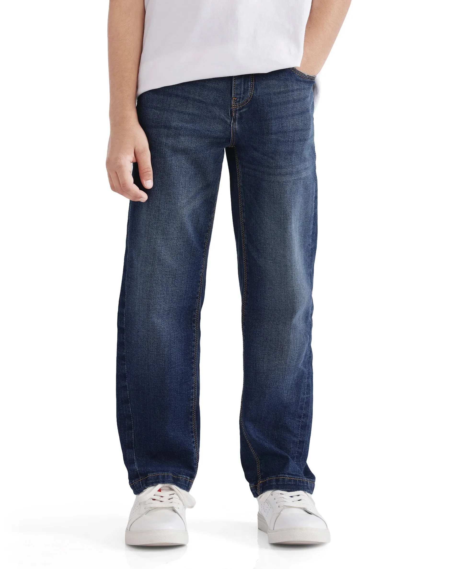 Rare Ones Kids Yosh Dark Blue Solid Denim Pant